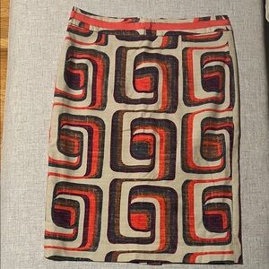 Boden Red and Black Geometric Pencil Skirt